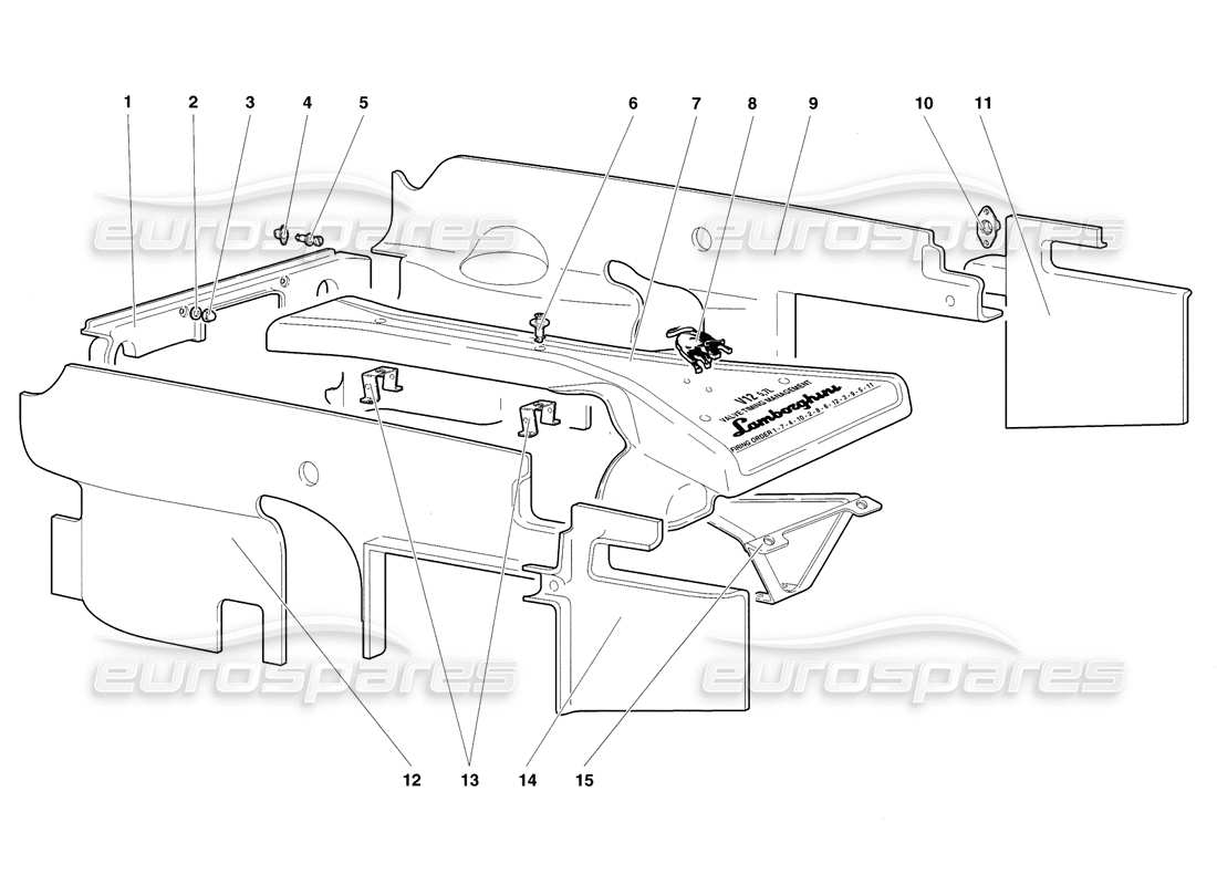 lamborghini diablo sv (1998) engine housing panels part diagram