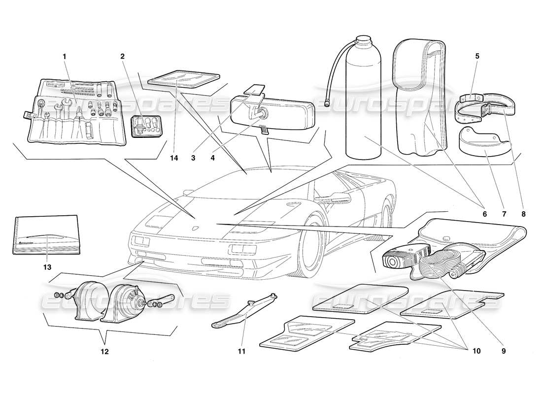 lamborghini diablo sv (1997) accessories parts diagram