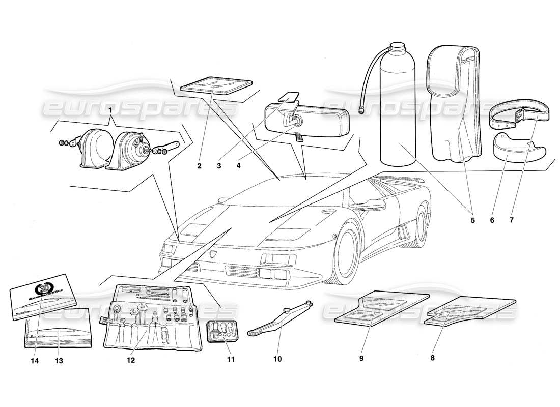lamborghini diablo se30 (1995) accessories parts diagram