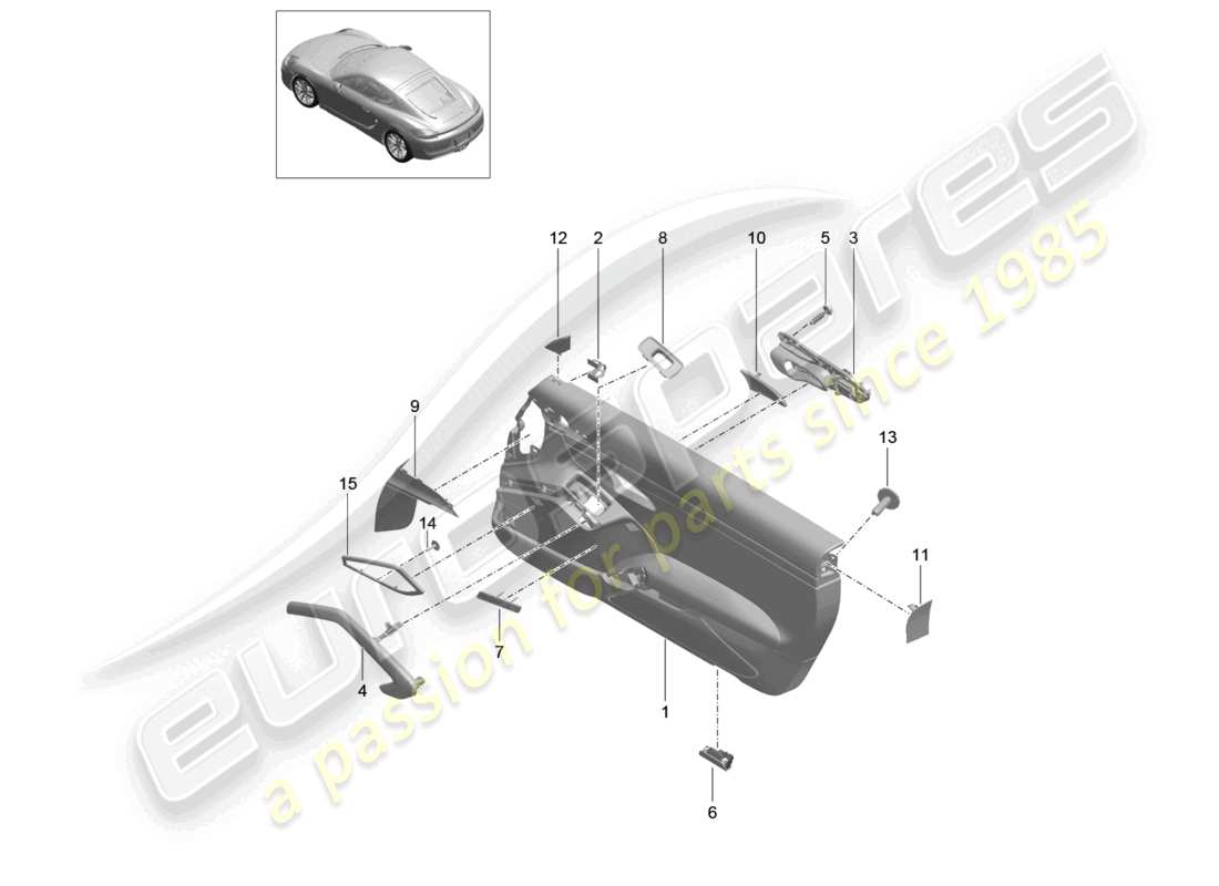 VIEW PARTS DIAGRAMS FROM THE PORSCHE CAYMAN PARTS CATALOGUE a part diagram from the porsche cayman parts catalogue