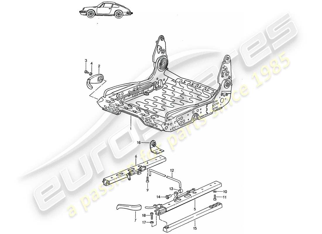 a part diagram from the porsche 1998 (seats for 944/968/911/928) parts catalogue