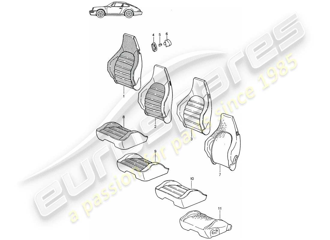 a part diagram from the porsche 1996 (seats for 944/968/911/928) parts catalogue