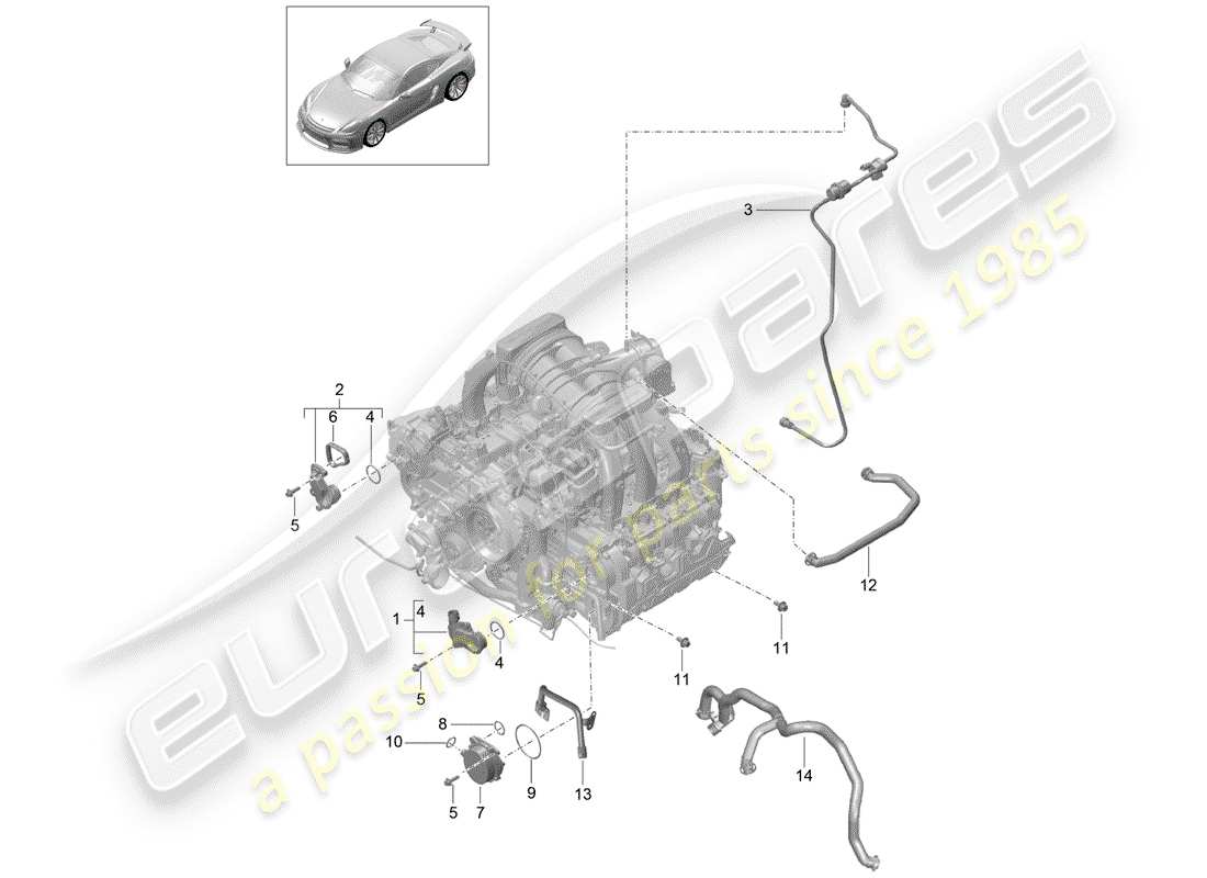 a part diagram from the porsche cayman parts catalogue