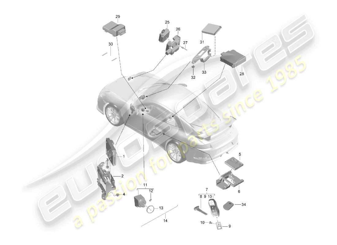 a part diagram from the porsche 2019 (991-2 r/gt3/rs) parts catalogue