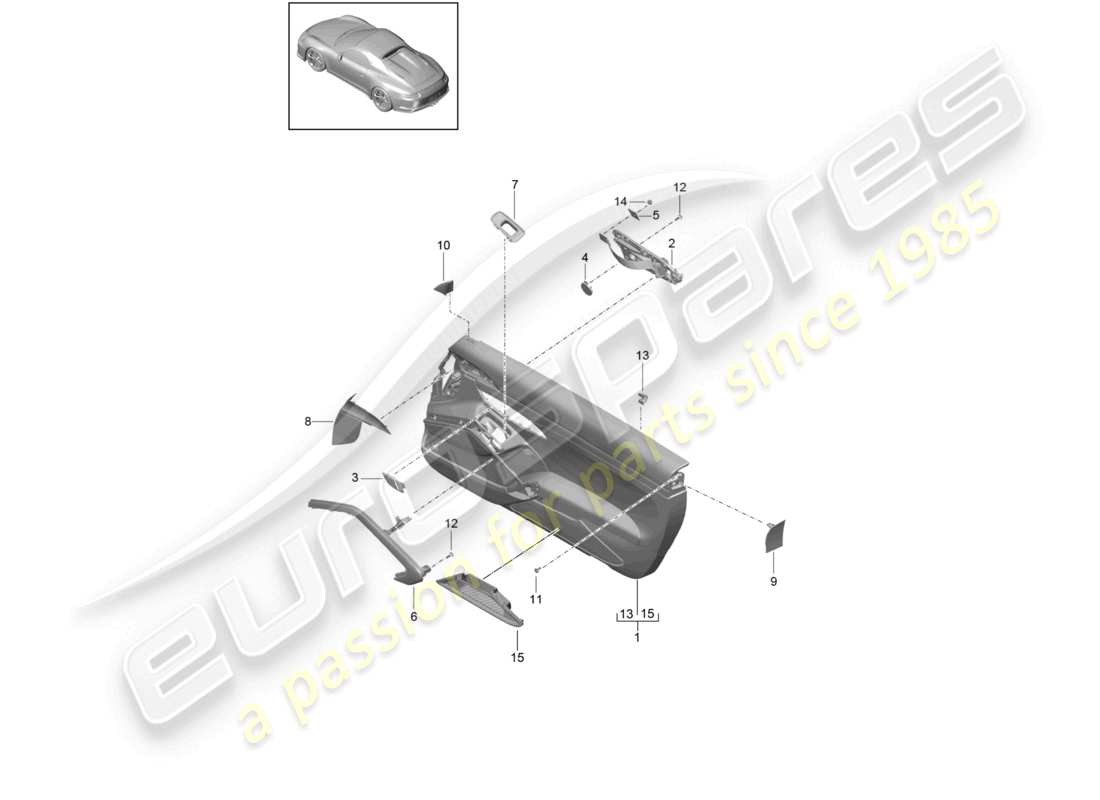 a part diagram from the porsche 2014 (991-1 r/gt3/rs) parts catalogue