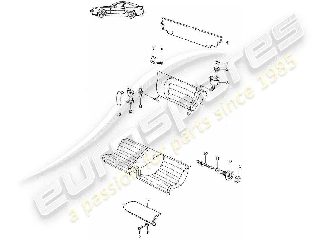 a part diagram from the porsche 1997 (seats for 944/968/911/928) parts catalogue