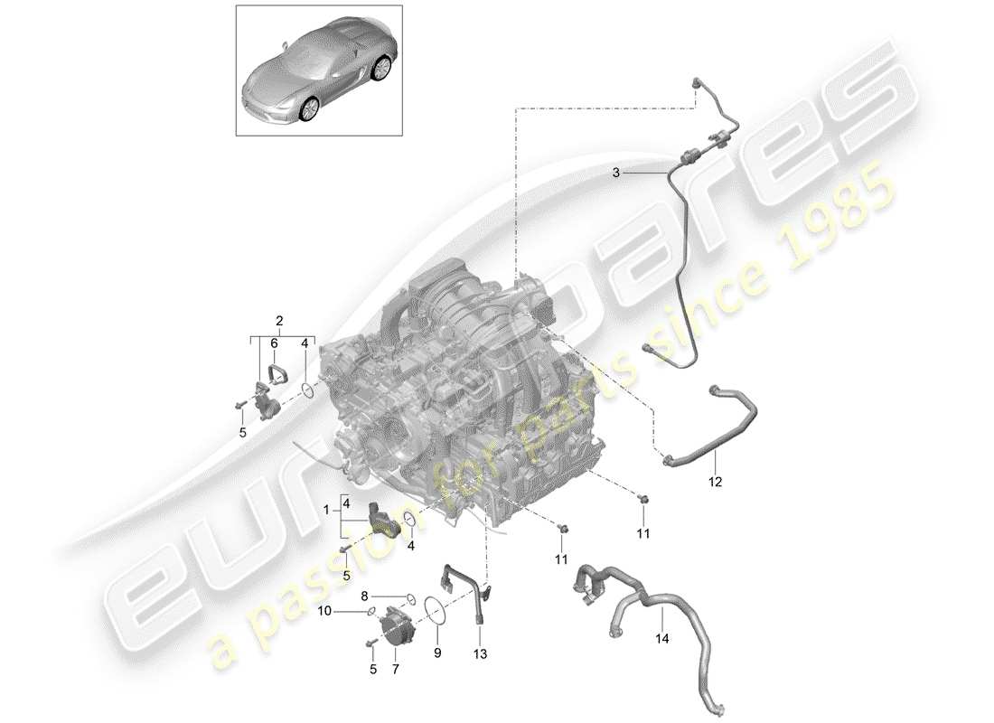 a part diagram from the porsche 2016 (981 boxster spyder) parts catalogue