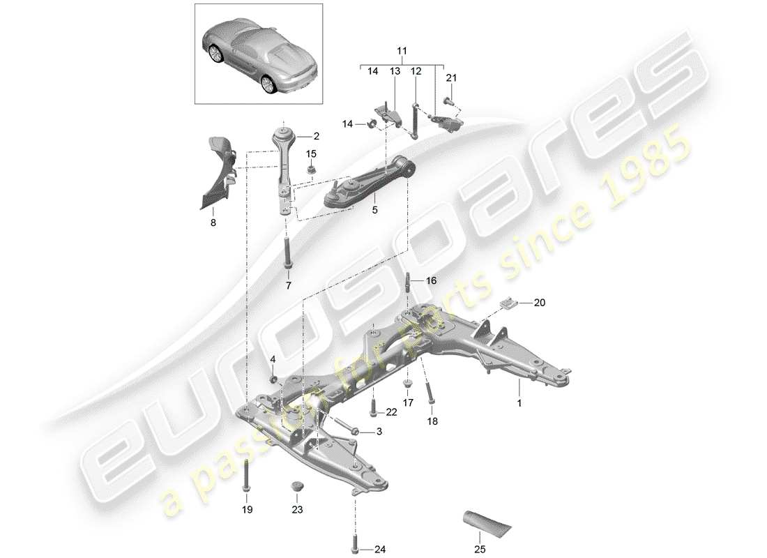 a part diagram from the porsche 2016 (981 boxster spyder) parts catalogue