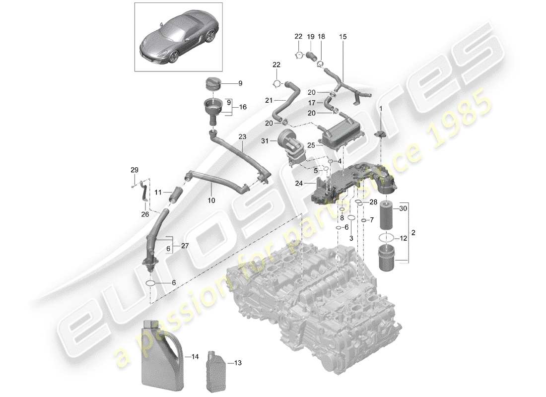 a part diagram from the porsche 2015 (981 boxster) parts catalogue