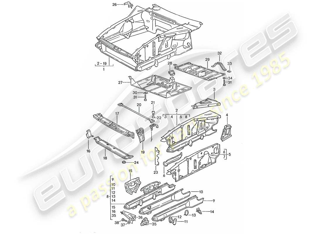 a part diagram from the porsche 1987 (928) parts catalogue