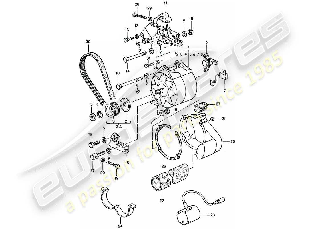 a part diagram from the porsche 1986 (928) parts catalogue