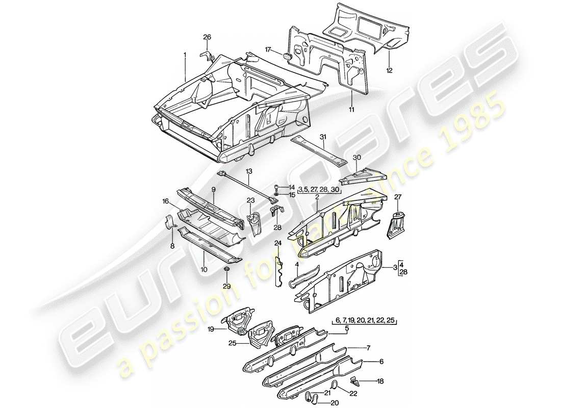 a part diagram from the porsche 928 parts catalogue