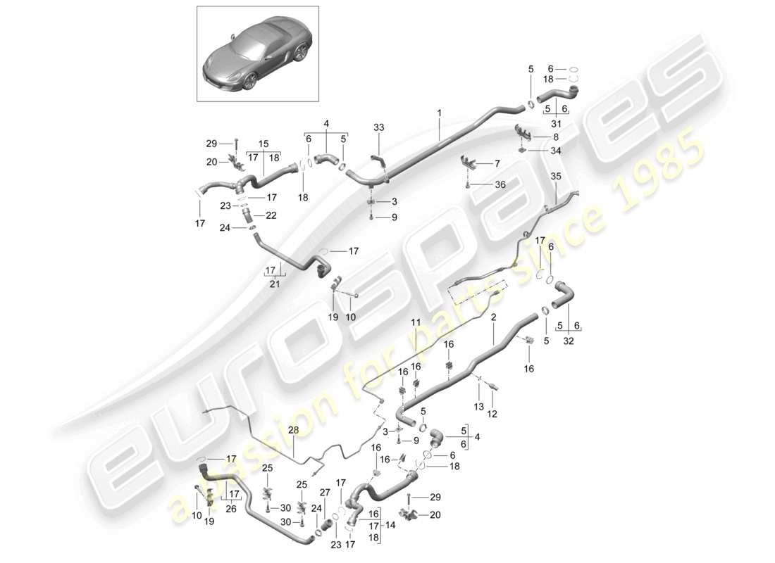 a part diagram from the porsche 2014 (981 boxster) parts catalogue