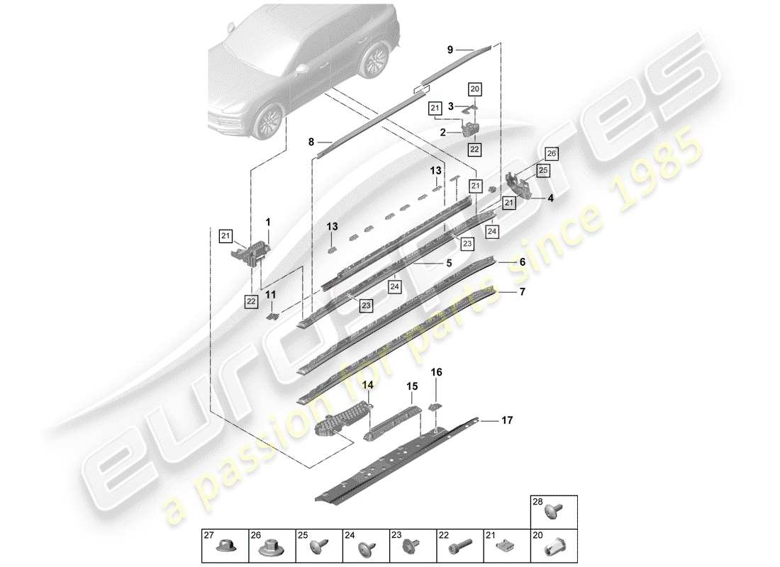 a part diagram from the porsche cayenne parts catalogue