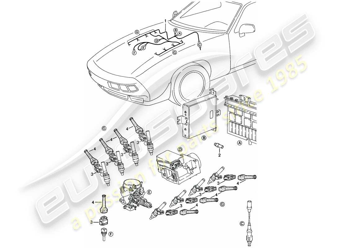 a part diagram from the porsche 1985 (928) parts catalogue