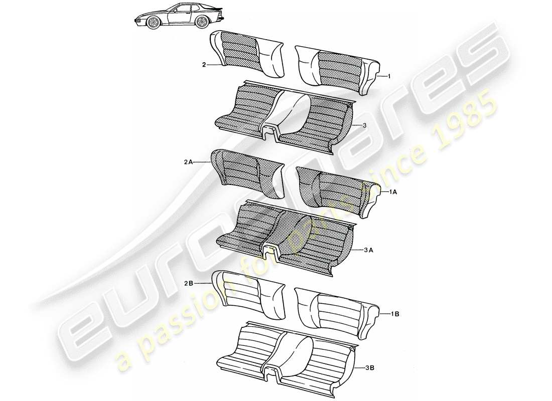 a part diagram from the porsche 1994 (seats for 944/968/911/928) parts catalogue