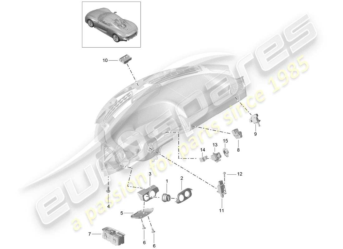a part diagram from the porsche 2015 (918 spyder) parts catalogue