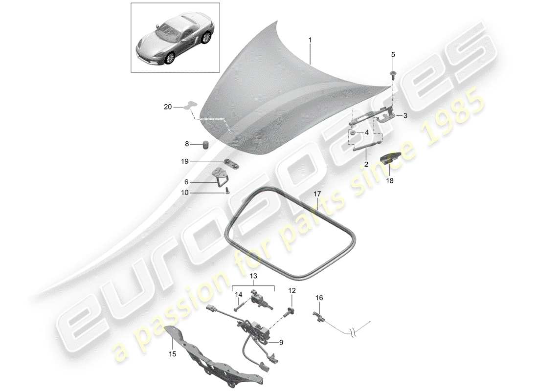 a part diagram from the porsche 2019 (718 boxster) parts catalogue