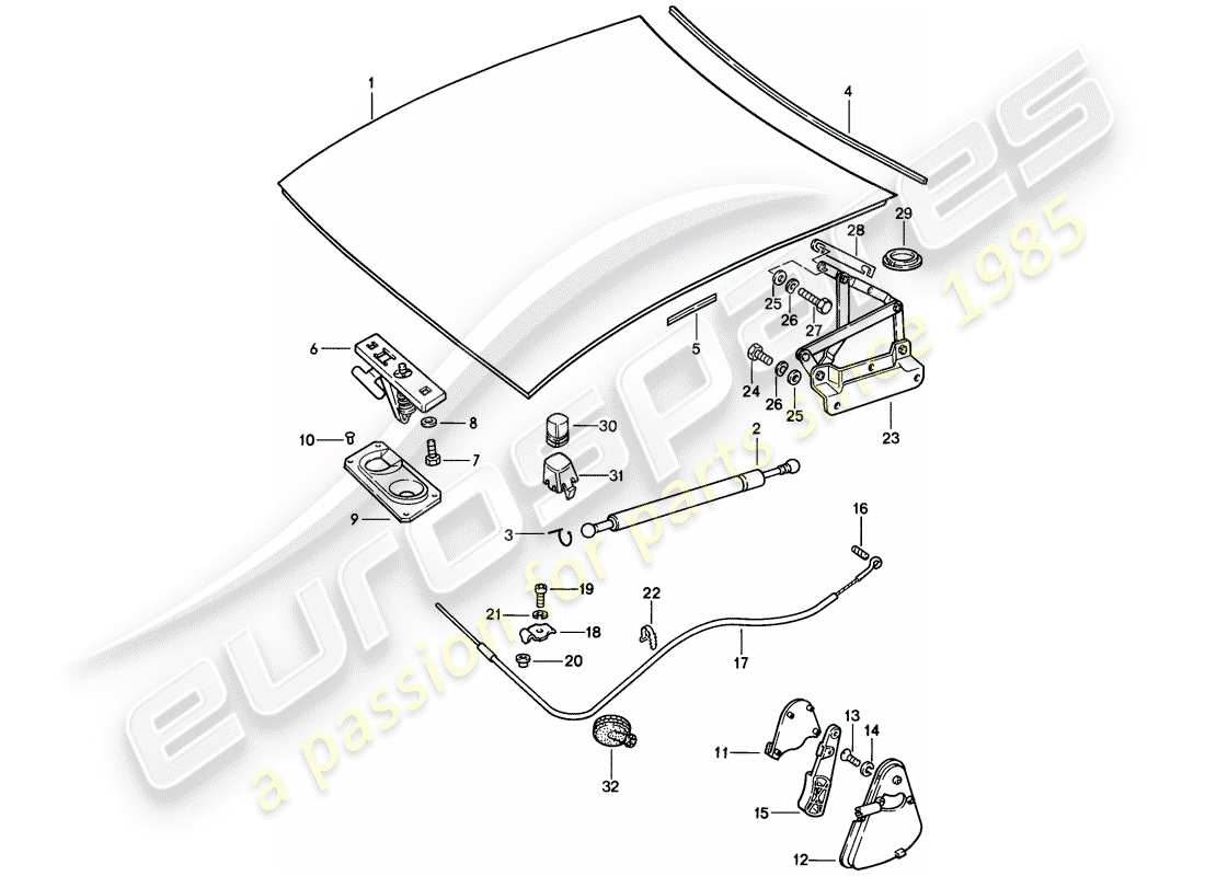 a part diagram from the porsche 1983 (928) parts catalogue