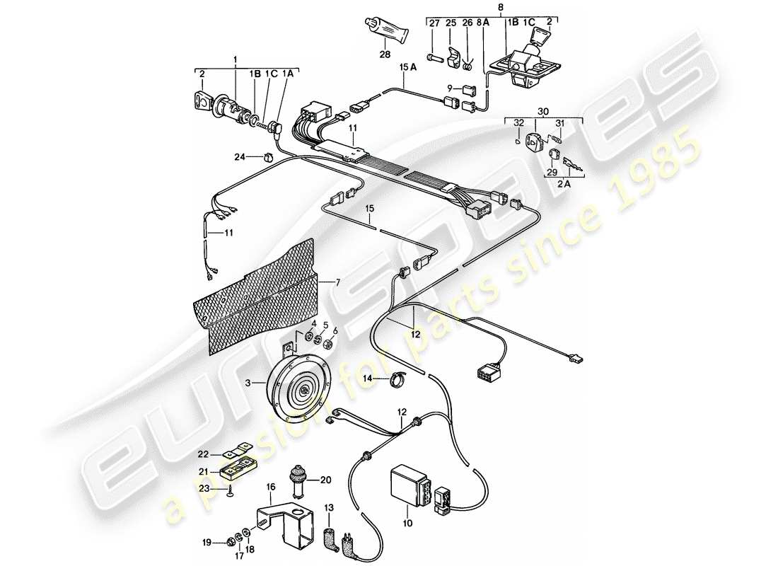a part diagram from the porsche 1983 (928) parts catalogue