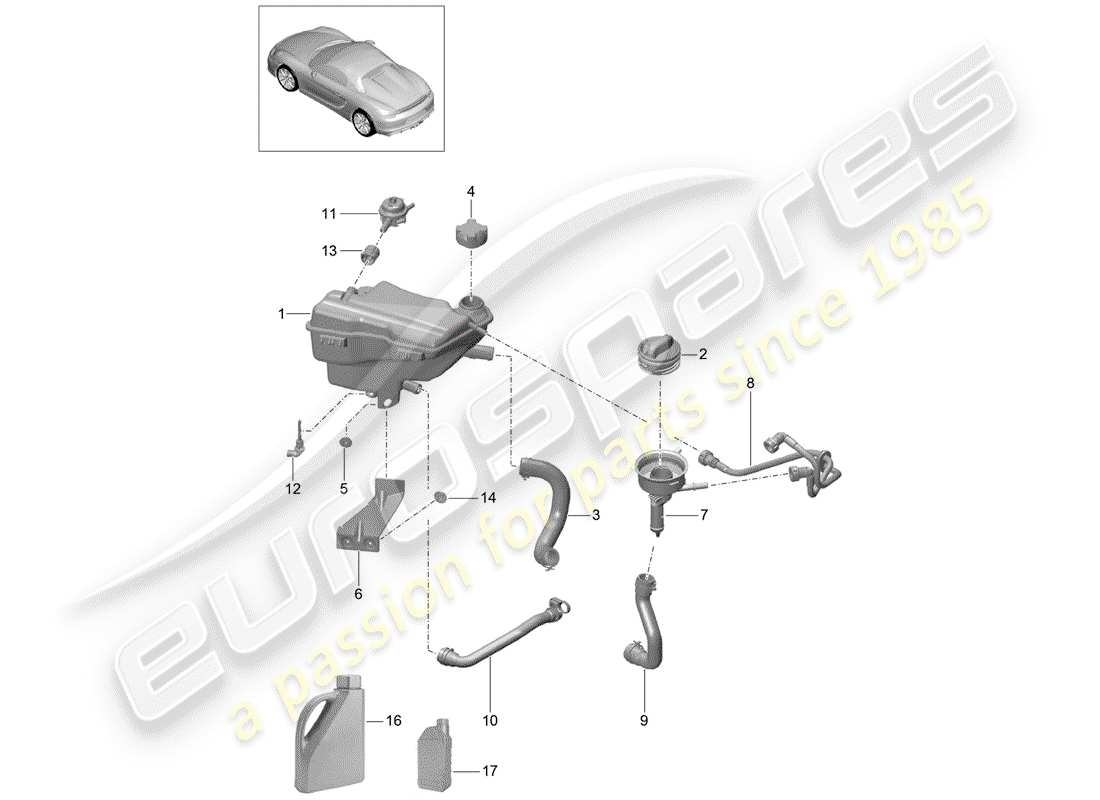 a part diagram from the porsche 2016 (981 boxster spyder) parts catalogue