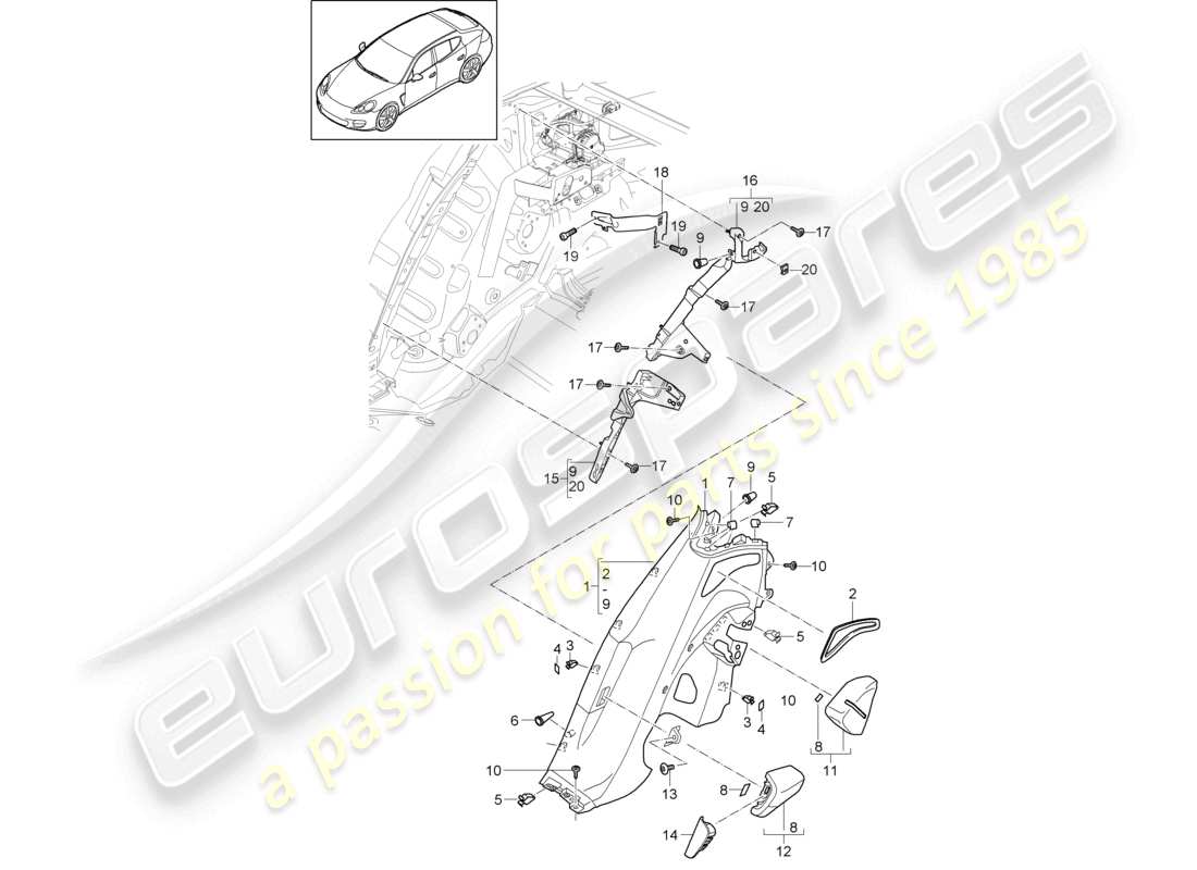 a part diagram from the porsche 2010 (panamera 970) parts catalogue