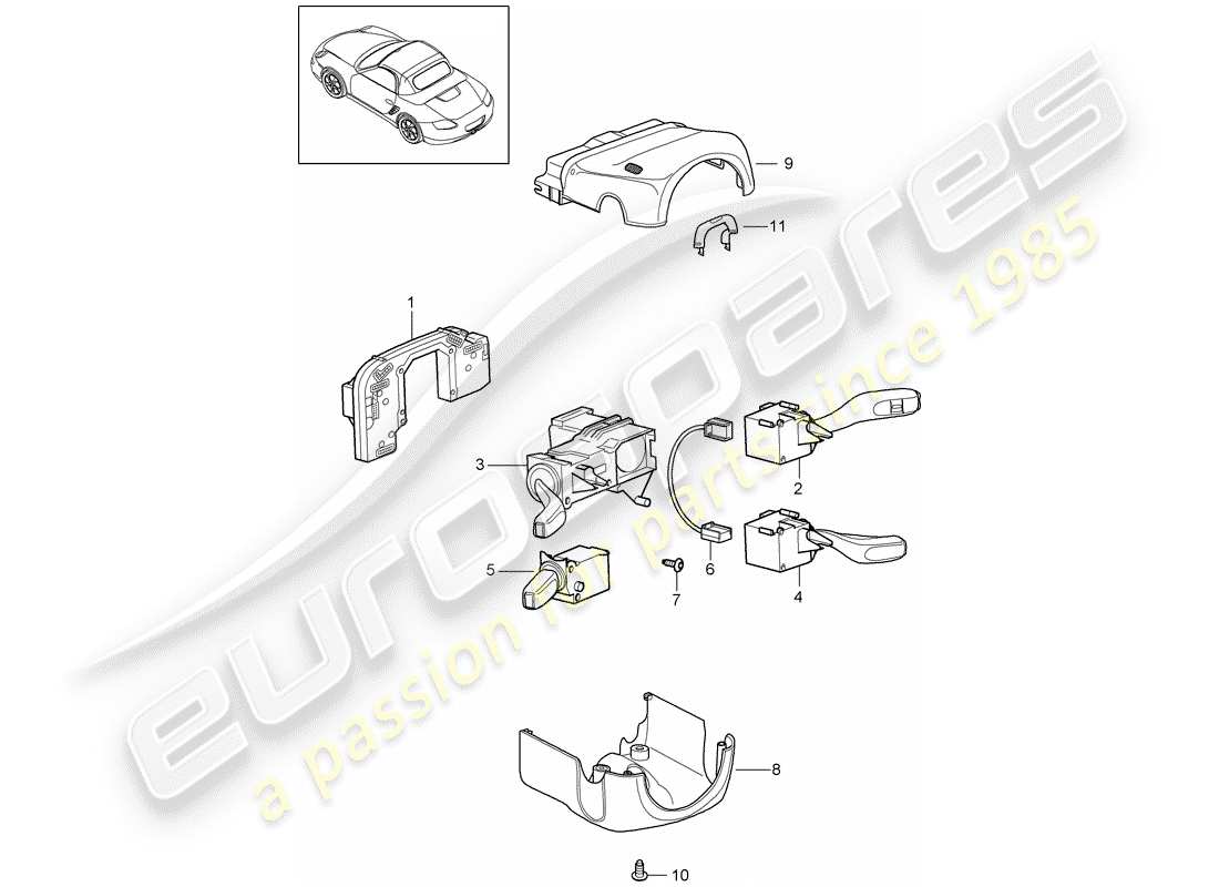 a part diagram from the porsche 2010 (987 boxster) parts catalogue