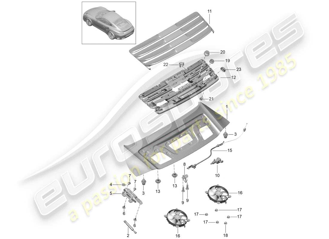 a part diagram from the porsche 2016 (991-1 turbo) parts catalogue