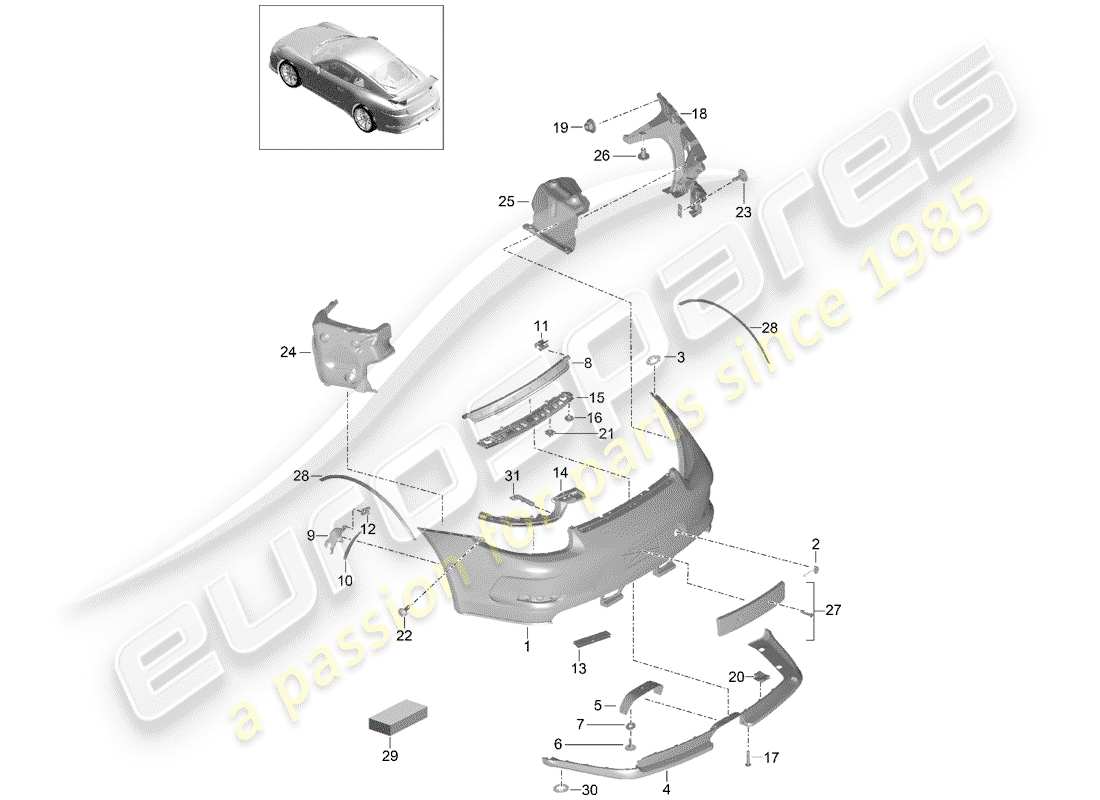a part diagram from the porsche 2017 (991-2 r/gt3/rs) parts catalogue