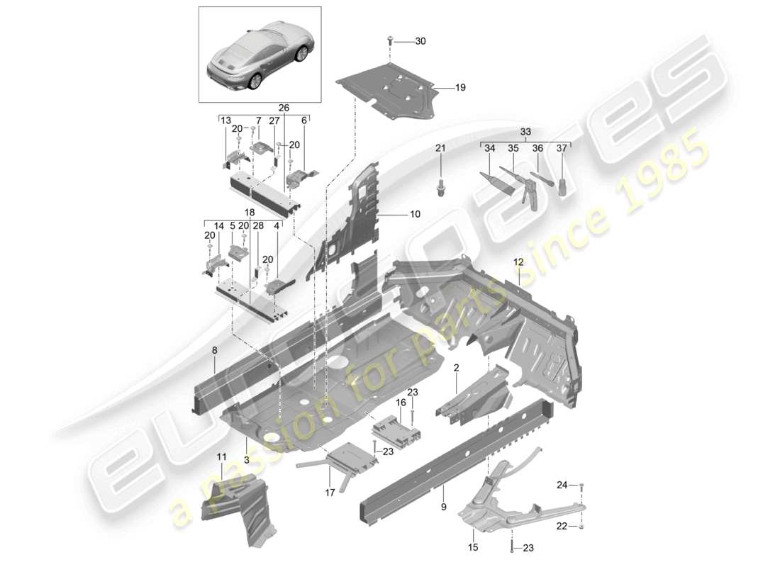 VIEW PARTS DIAGRAMS FROM THE PORSCHE 991 PARTS CATALOGUE a part diagram from the porsche 991 parts catalogue