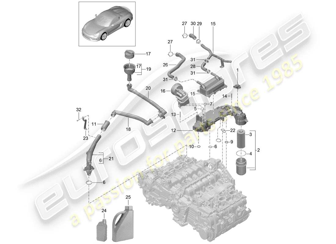 a part diagram from the porsche 2016 (981 boxster spyder) parts catalogue