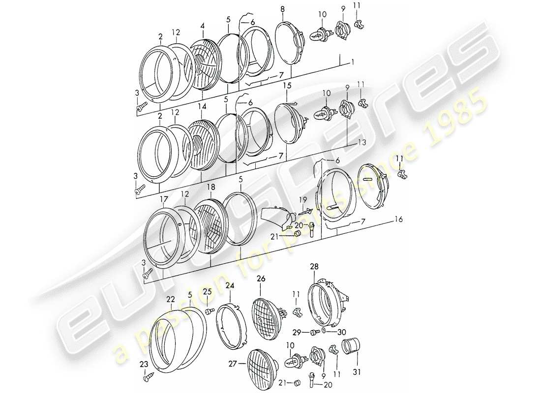 a part diagram from the porsche 1968 (911/912) parts catalogue