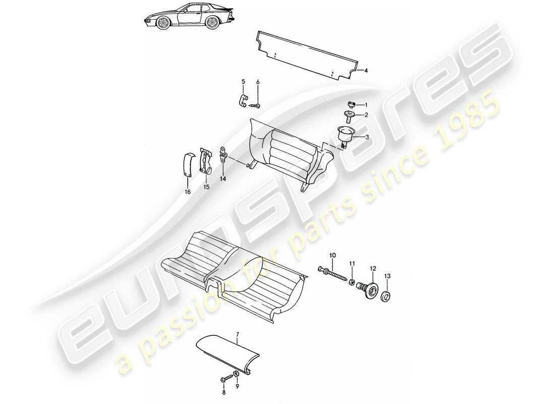 a part diagram from the porsche 1988 (seats for 944/968/911/928) parts catalogue