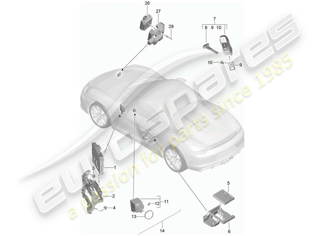 a part diagram from the porsche 2016 (981 boxster spyder) parts catalogue