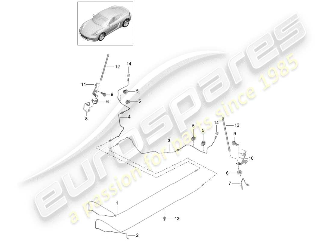 VIEW PARTS DIAGRAMS FROM THE PORSCHE CAYMAN PARTS CATALOGUE a part diagram from the porsche cayman parts catalogue