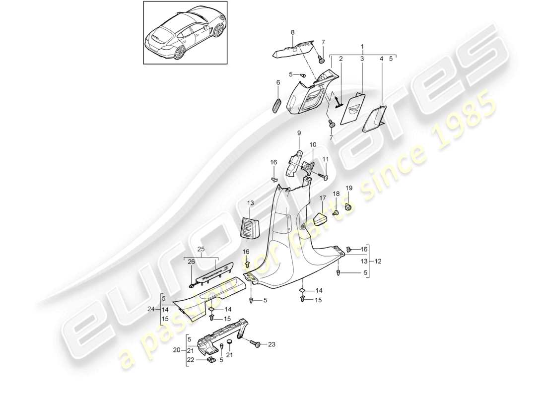 a part diagram from the porsche 2015 (panamera 970) parts catalogue
