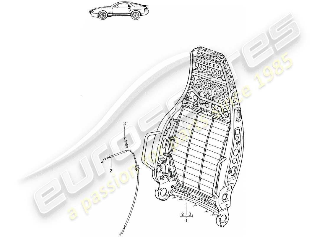 a part diagram from the porsche 1989 (seats for 944/968/911/928) parts catalogue