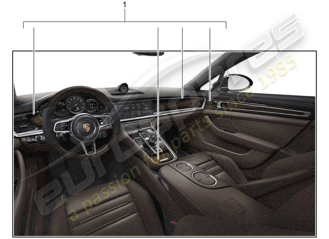 a part diagram from the porsche 2018 (tequipment panamera) parts catalogue