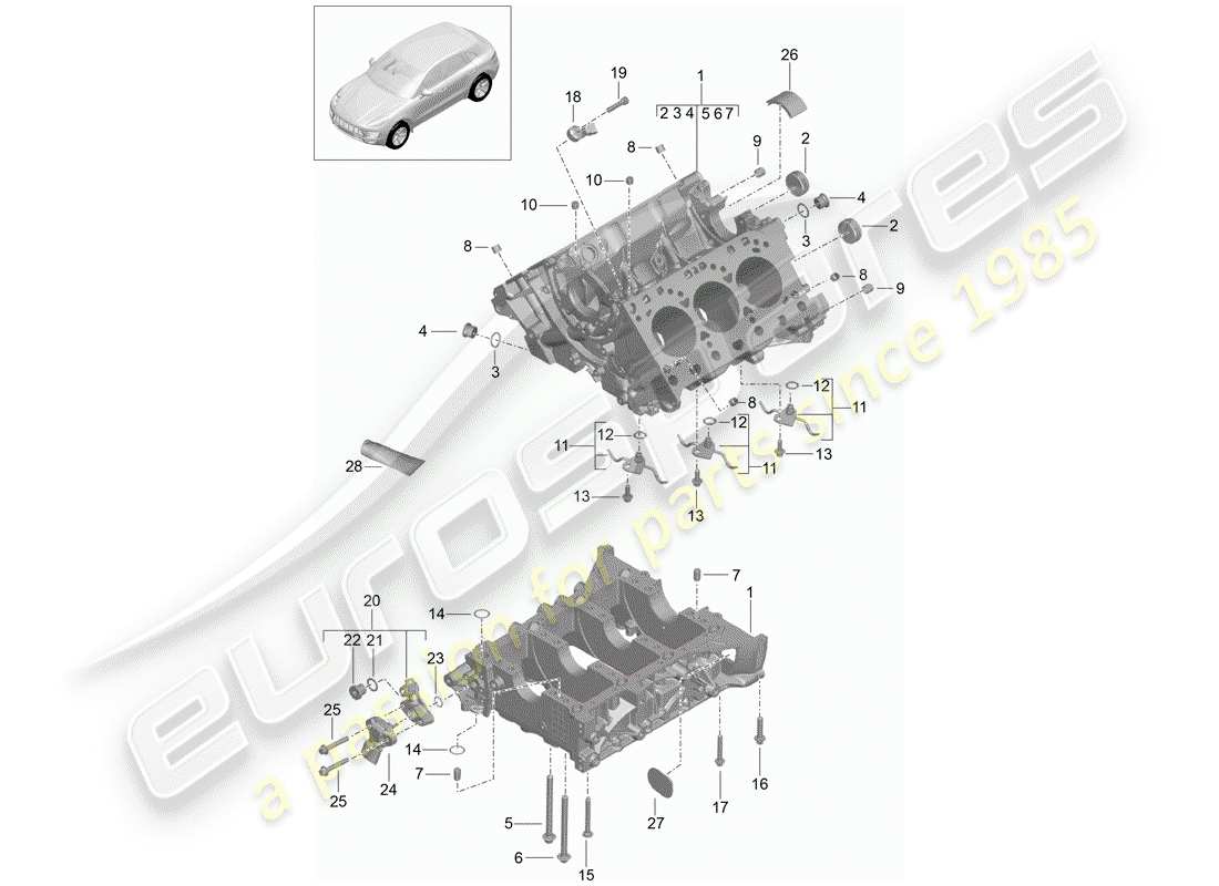 VIEW PARTS DIAGRAMS FROM THE PORSCHE MACAN PARTS CATALOGUE a part diagram from the porsche macan parts catalogue