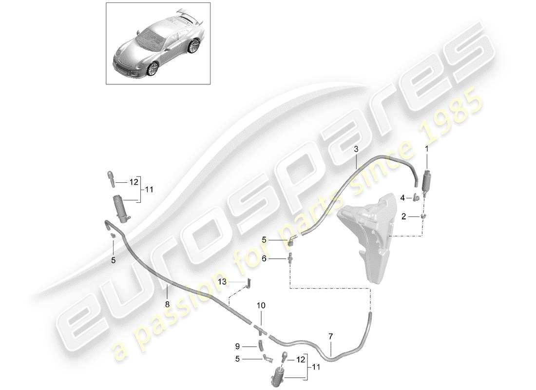 a part diagram from the porsche 2016 (991-1 r/gt3/rs) parts catalogue