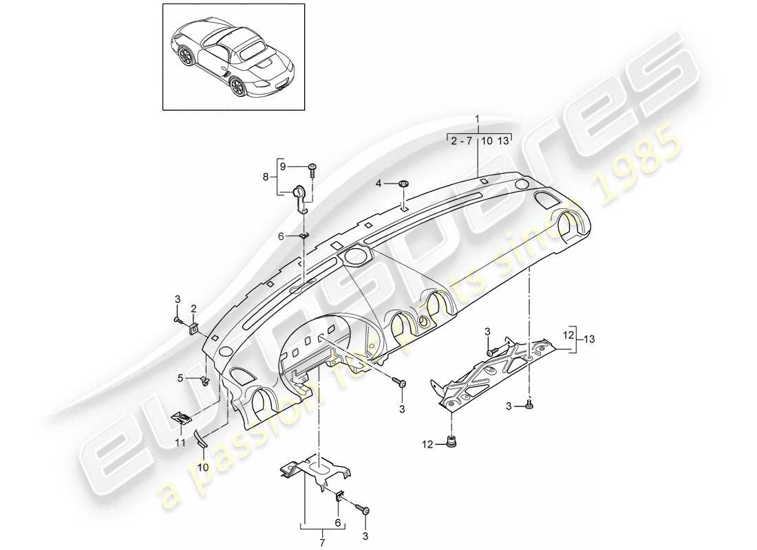 VIEW PARTS DIAGRAMS FROM THE PORSCHE BOXSTER PARTS CATALOGUE a part diagram from the porsche boxster parts catalogue