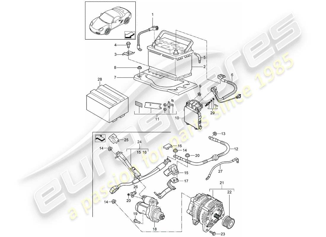 a part diagram from the porsche 2012 (987 boxster) parts catalogue