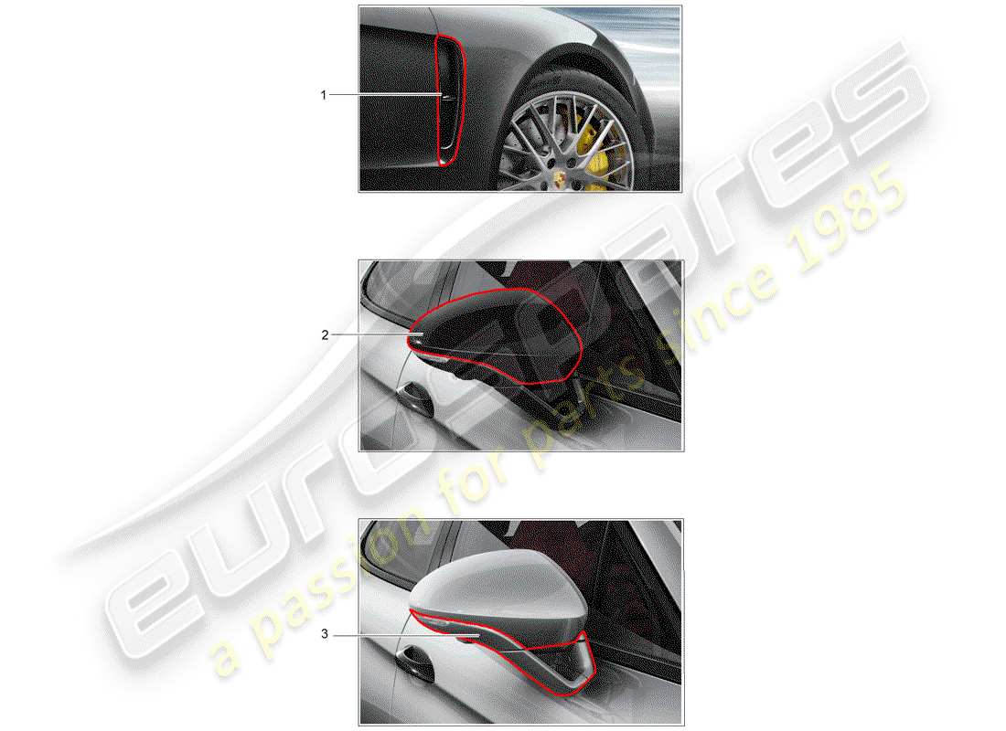 a part diagram from the porsche 2017 (tequipment panamera) parts catalogue