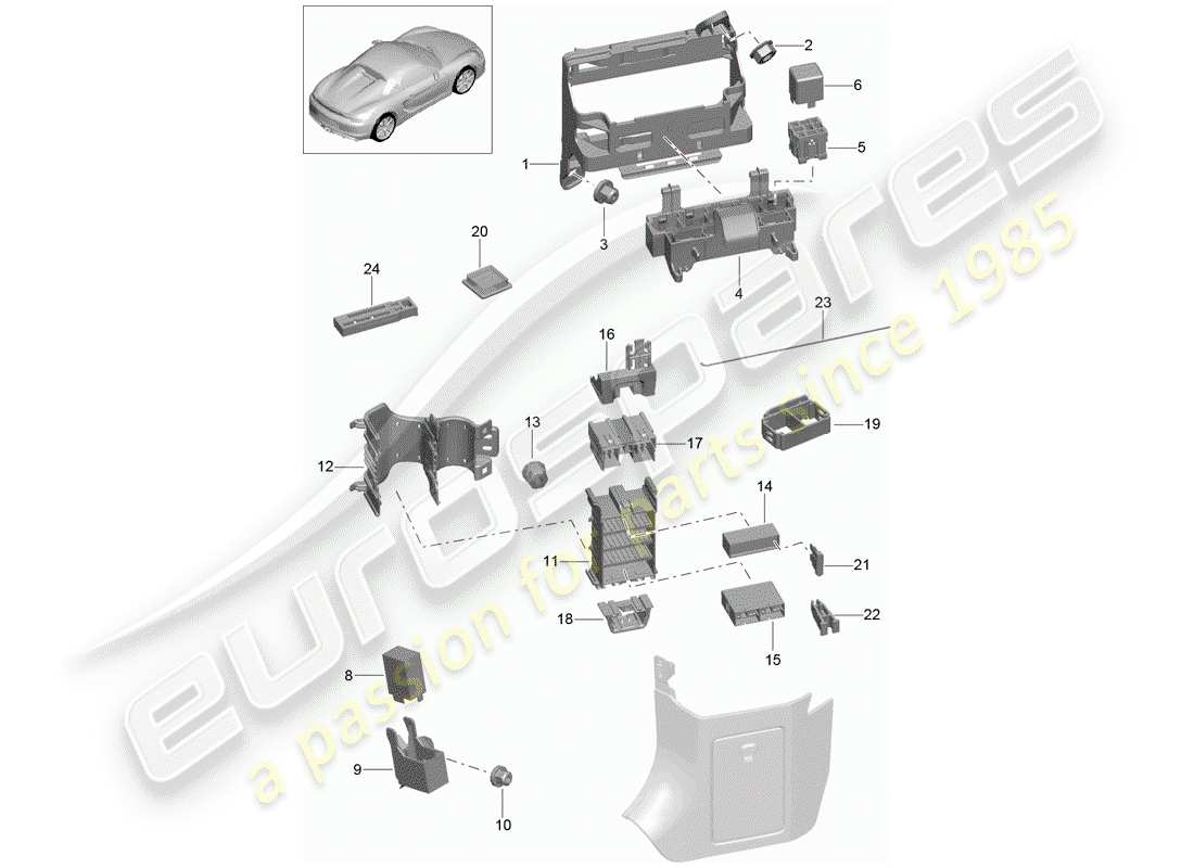 a part diagram from the porsche 2016 (981 boxster spyder) parts catalogue