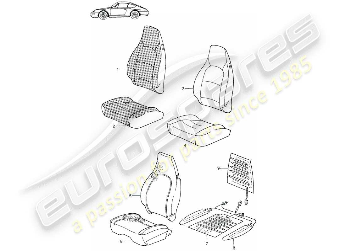 VIEW PARTS DIAGRAMS FROM THE PORSCHE ACCESSORIES AND TEQUIPMENT PARTS CATALOGUE a part diagram from the porsche accessories and tequipment parts catalogue