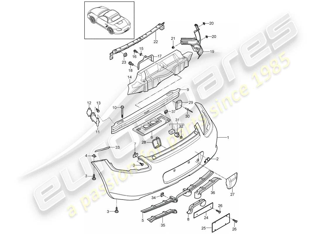 a part diagram from the porsche 2011 (987 boxster) parts catalogue