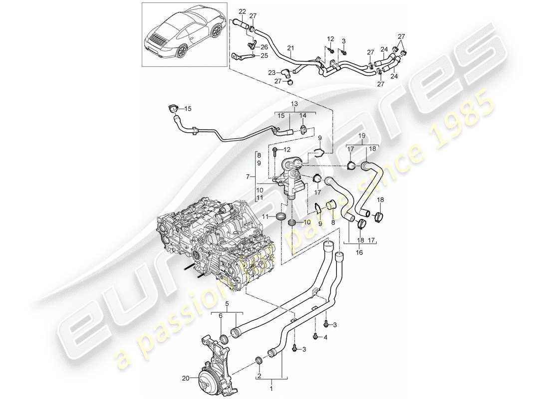 VIEW PARTS DIAGRAMS FROM THE PORSCHE 997 PARTS CATALOGUE a part diagram from the porsche 997 parts catalogue