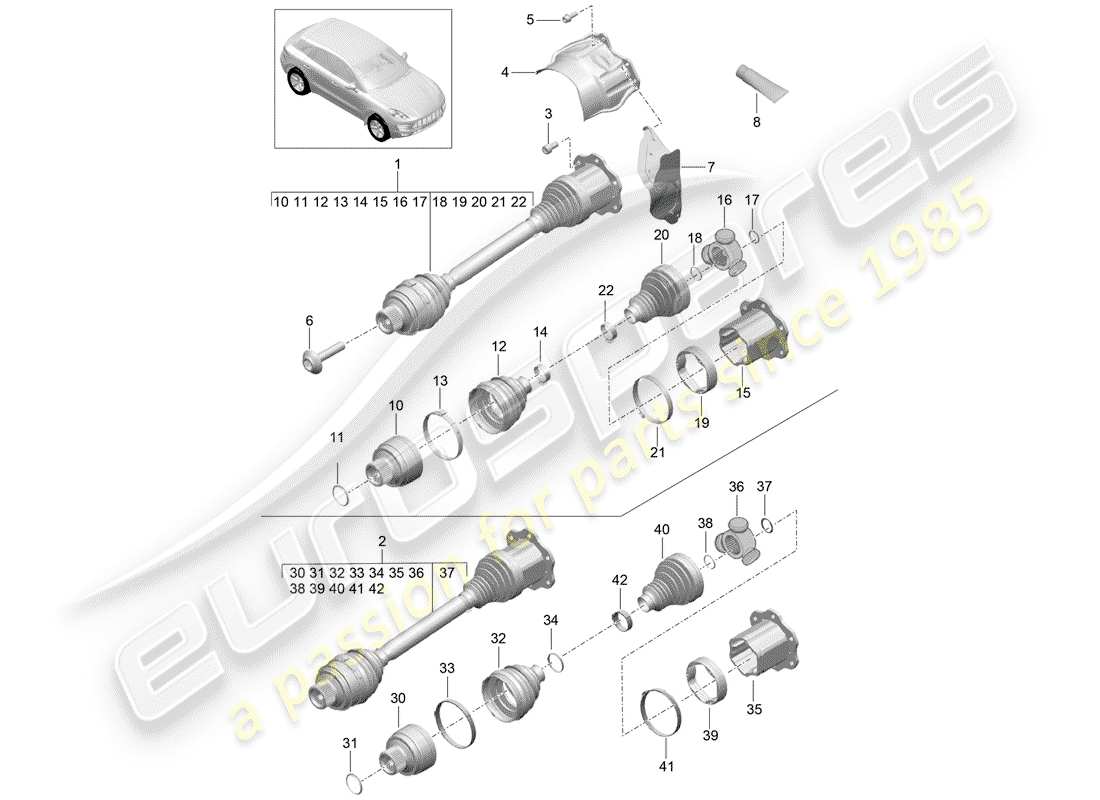 a part diagram from the porsche 2016 (macan) parts catalogue