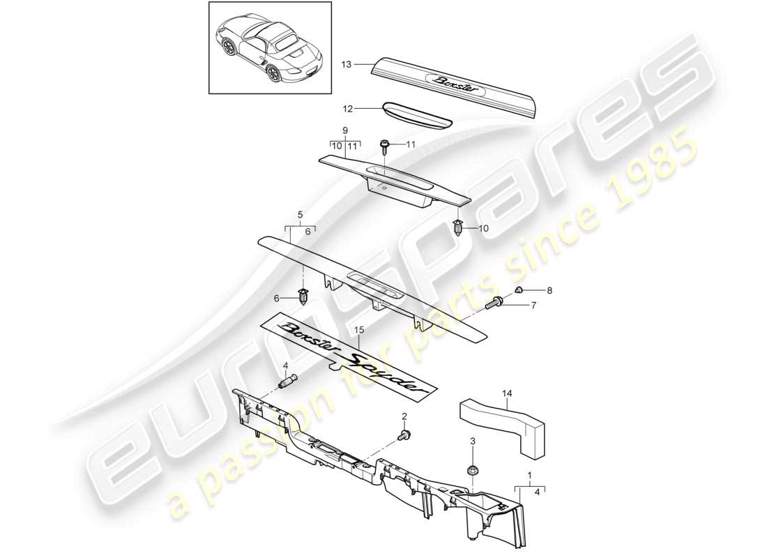 a part diagram from the porsche 2009 (987 boxster) parts catalogue