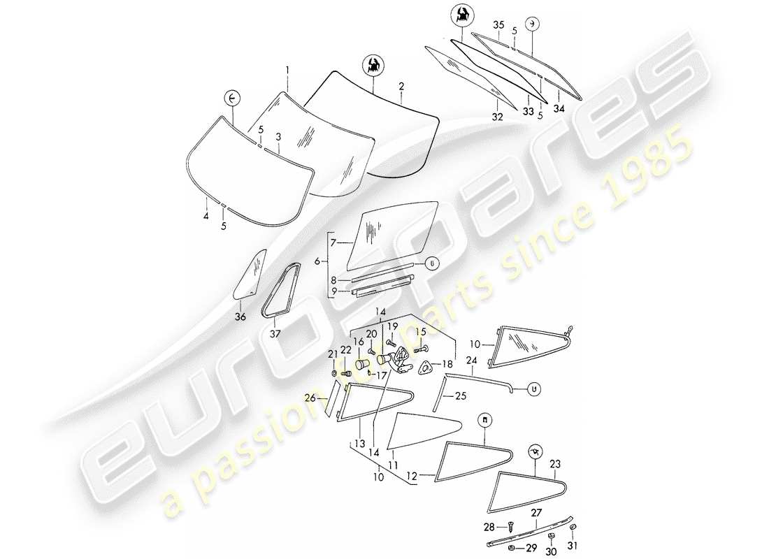 a part diagram from the porsche 1965 (911/912) parts catalogue